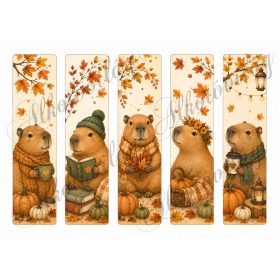 Cuki őszi kapibarák 18 x 4,5 cm könyvjelzőkön
