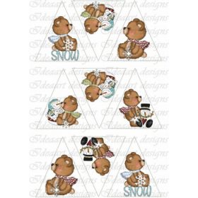 Barna mackók fenyődíszhez – snow