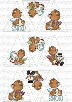 Barna mackók fenyődíszhez – snow