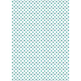 Türkiz pöttyök fehér alapon