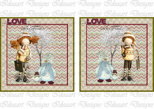 Karácsonyi lányka hóemberrel- nagyobb blokk