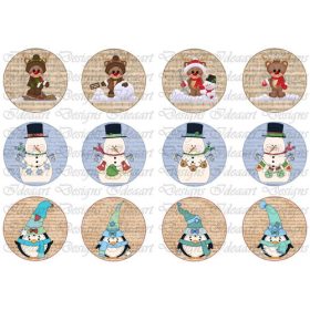 Szarvas, hóember pingvin kör alapokon