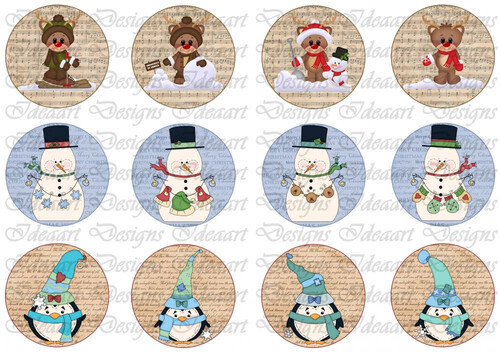 Szarvas, hóember pingvin kör alapokon