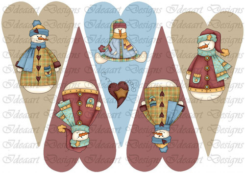 Cuki hóemberek nagy színes szívekben