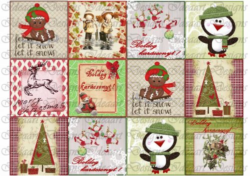 Karácsonyi négyzetek-12 db