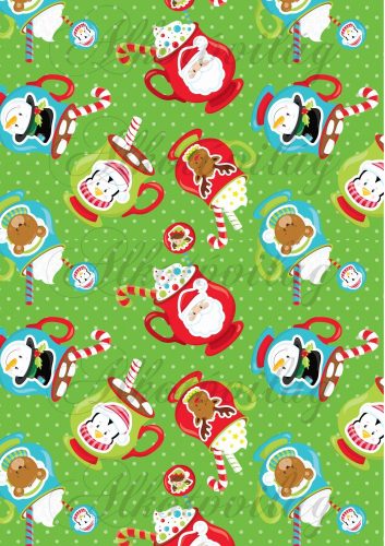 Téli bögrék zöld pöttyös alapon