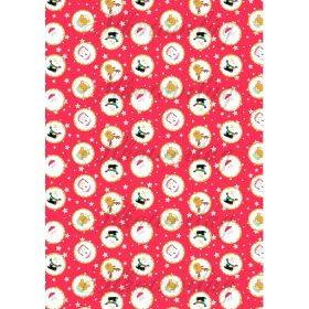 Vidám arcok körökben piros csillagos háttérrel