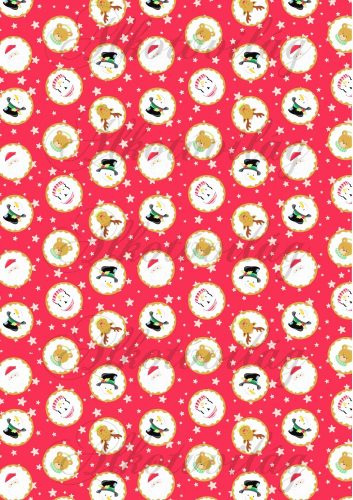 Vidám arcok körökben piros csillagos háttérrel