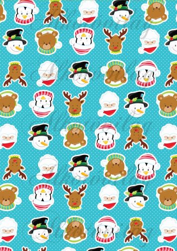 vidám téli arcok pöttyös háttérrel