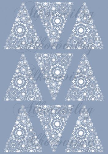 Karácsonyfák csipkéből acélkék alapon