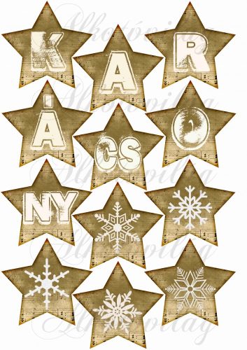 Kottás csillagok FEHÉR karácsony felirattal