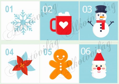 Adventi számok kék-fehér alapon nagyban