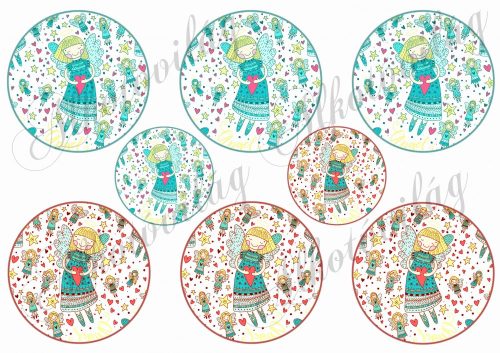 Angyalkás körök zöldes árnyalatban