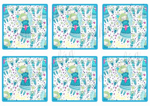 Angyalkás kék négyzetekben