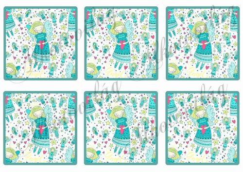 Angyalkás zöld négyzetekben