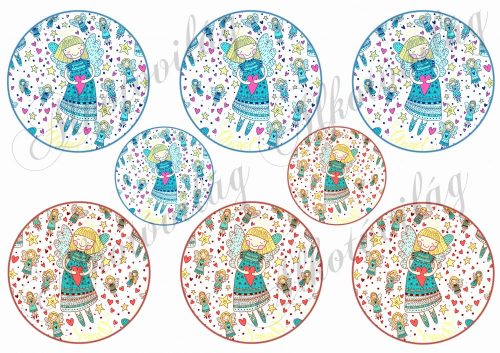 Angyalkás körök kékes árnyalatban