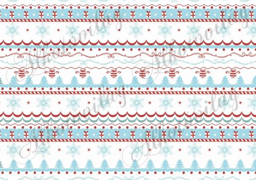 Bordűr kék-piros színben fektetve kékesben