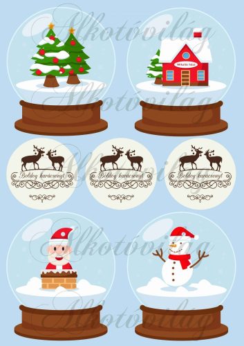 Hógömbök szarvasos címkékkel