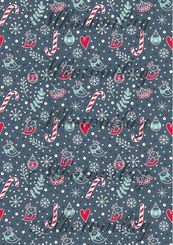 Karácsonyi kismadarad sötétkék alapon