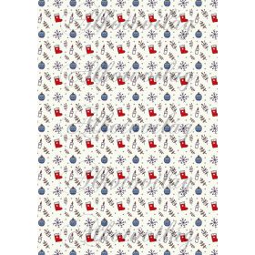 Piros kiscsizmák kék gömb díszekkel