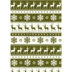 Szarvasok-hópelyhek norvég minta - zöld