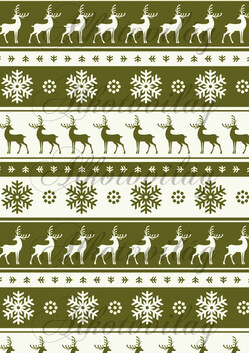 Szarvasok-hópelyhek norvég minta - zöld