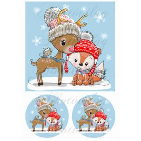 Bambi őzikével 19 x 19 cm blokk + körökben