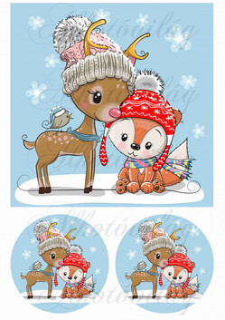 Bambi őzikével 19 x 19 cm blokk + körökben