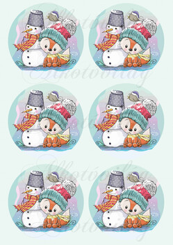 Róka hóemberrel körökben