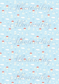 Picurka piros-kék házikók 