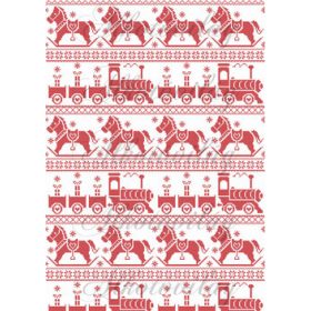 Karácsonyi piros sorminta - hintaló, vonat