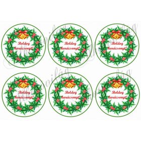 Fenyőágas koszorú “Boldog karácsonyt” felirattal 