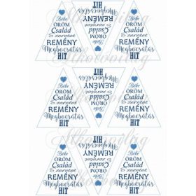   Feliratos háromszögek karácsonyfadíszhez – szívvel kékben