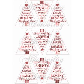 Feliratos háromszögek karácsonyfadíszhez – szívvel