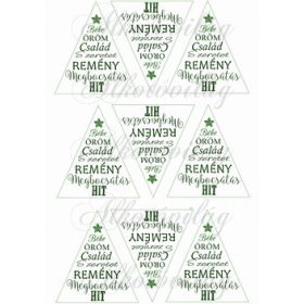   Feliratos háromszögek karácsonyfadíszhez – csillaggal zöldben