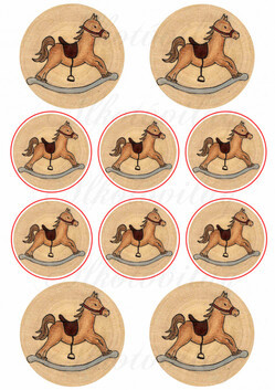 Rajzolot karácsonyi körök fa alapon- HINTALÓ