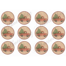 Karácsonyi autó fakorongon