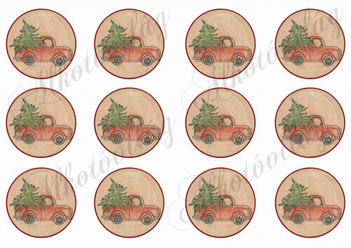Karácsonyi autó fakorongon