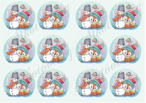 Róka hóemberrel körökben 12 db