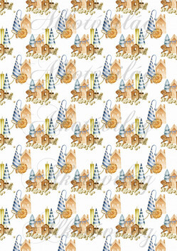 Fa hintaló házikókkal gyertyával