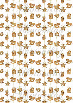 Hintaló, házikó, madárka, csillag, fenyőfa girland