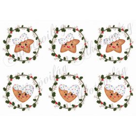   Karácsonyi magyal koszorúk - mosolygós mézeskalács figurákkal