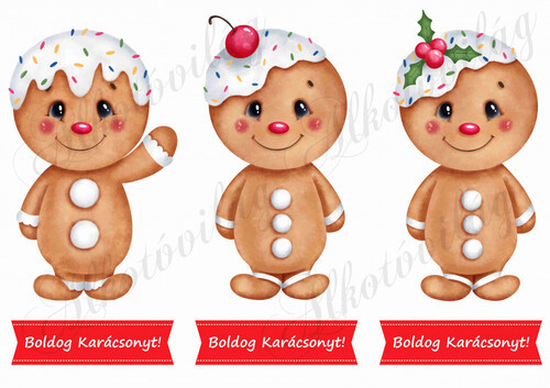 Mézeskalács figurák nagyban + Boldog karácsonyt felirat