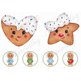 Mézeskalács szív és csillag + Mézibabák keretben