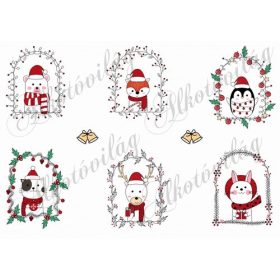 Cuki karácsonyi állatkák füzérekkel- nyitott szemmel