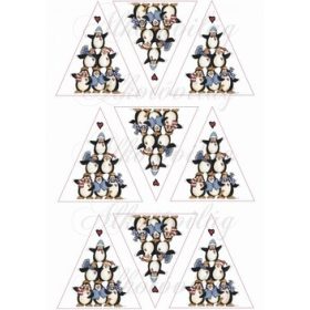 Mókás pingvinek háromszög alapon fenyődíszhez