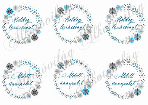 Kék hópelyhes keretek kétféle felirattal