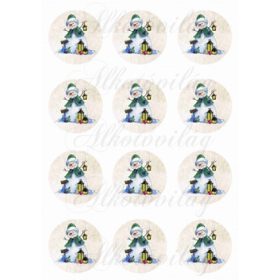 Festett hóemberke lámpással KÖR ALAPON- KICSIBEN