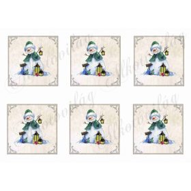 Festett hóemberke lámpással