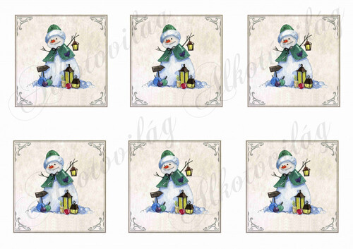 Festett hóemberke lámpással